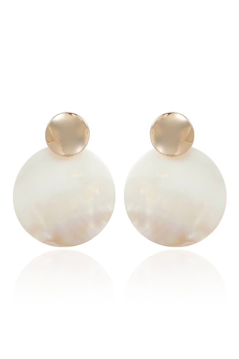 Mother-of-Pearl Drop Earrings, Alternate, color, GOLD