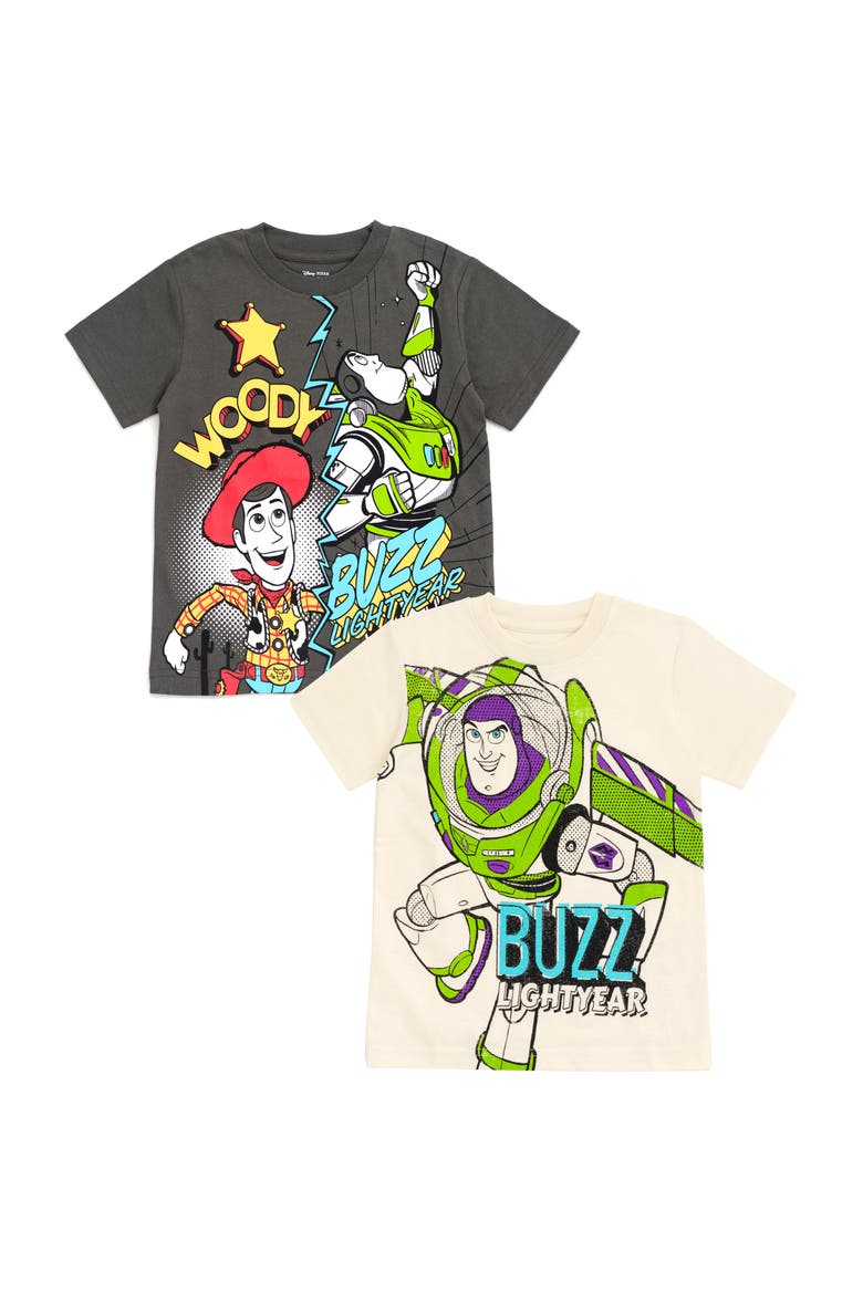 Toy Story 2-Piece Short Sleeve T-Shirt Set, Main, color, Woody Buzz Grey Cream