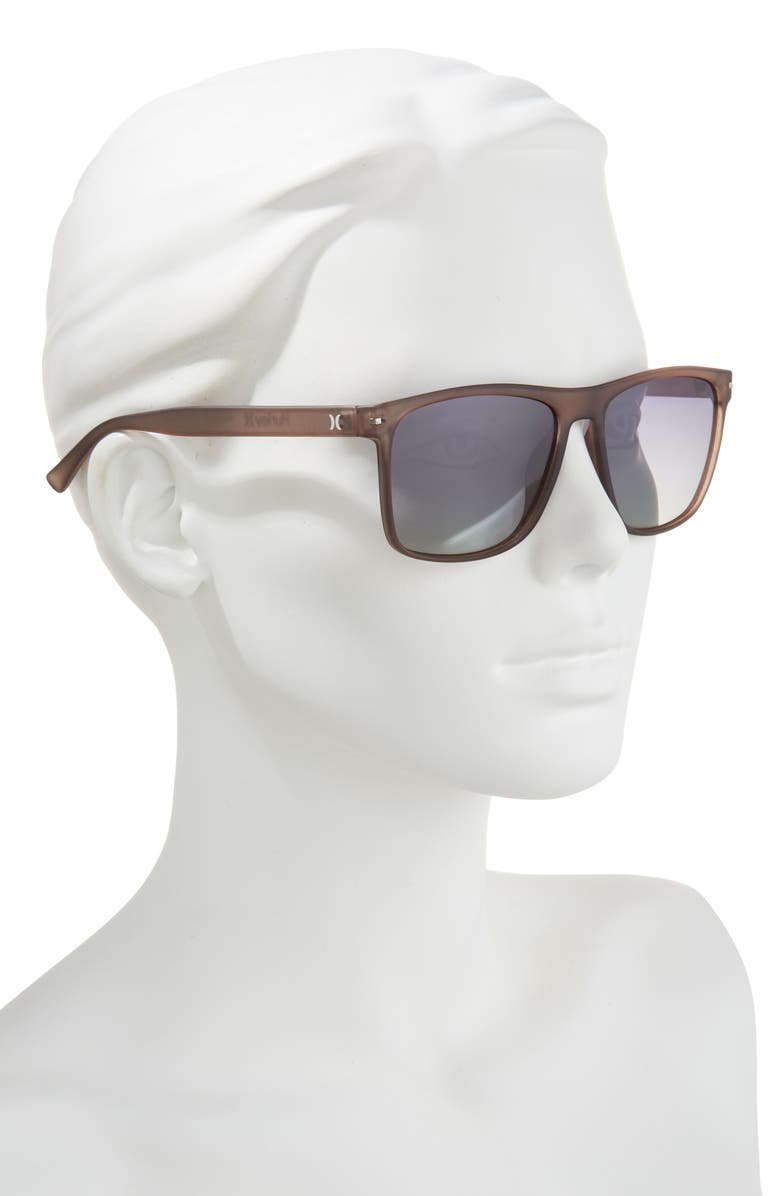 Hurley 56mm Polarized Square Sunglasses, Alternate, color, Smoke