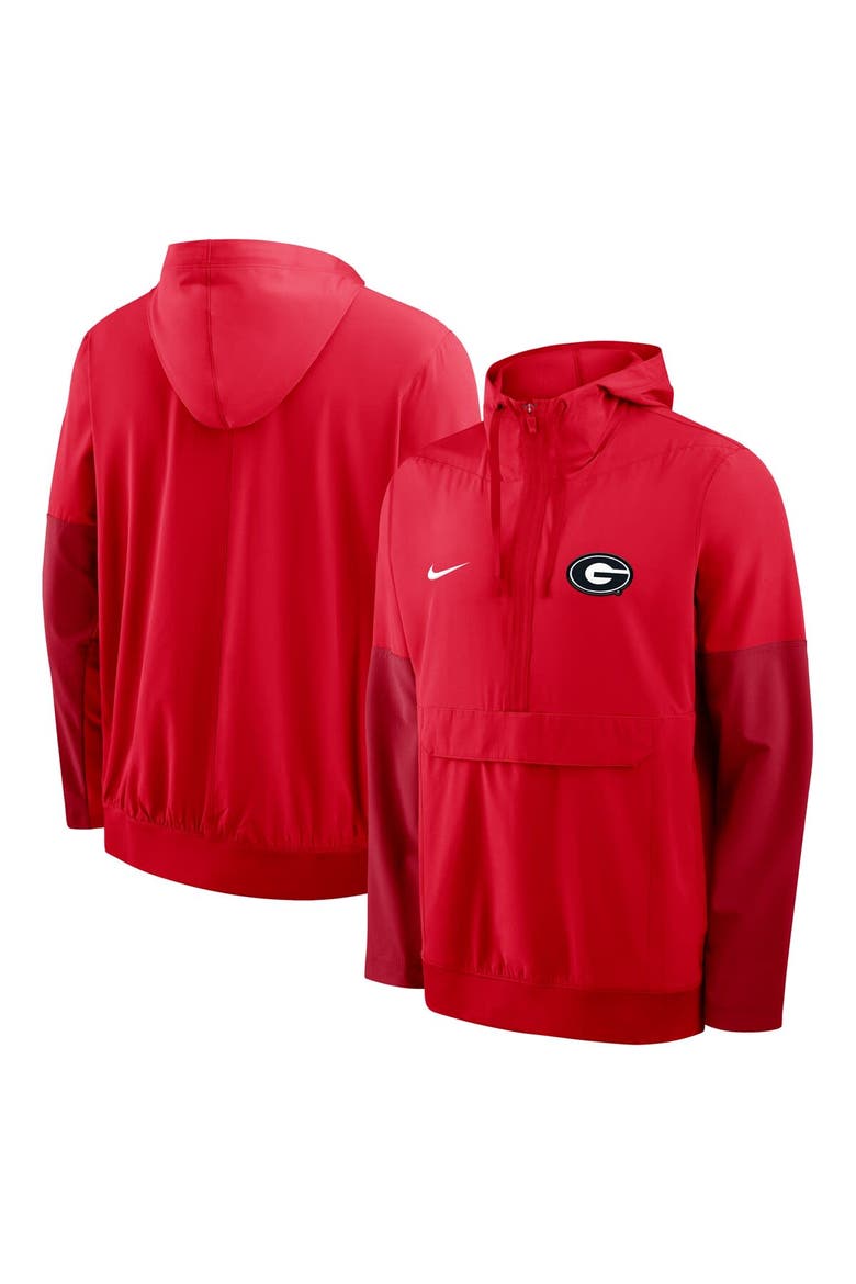 Men's Nike Red Georgia Bulldogs Anorak Half-Zip Hoodie Jacket, Alternate, color, Red