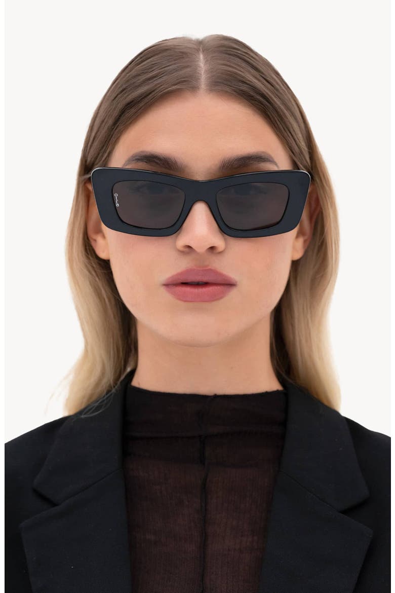 Zoe Cat Eye Sunglasses, Alternate, color, BLACK/ SMOKE