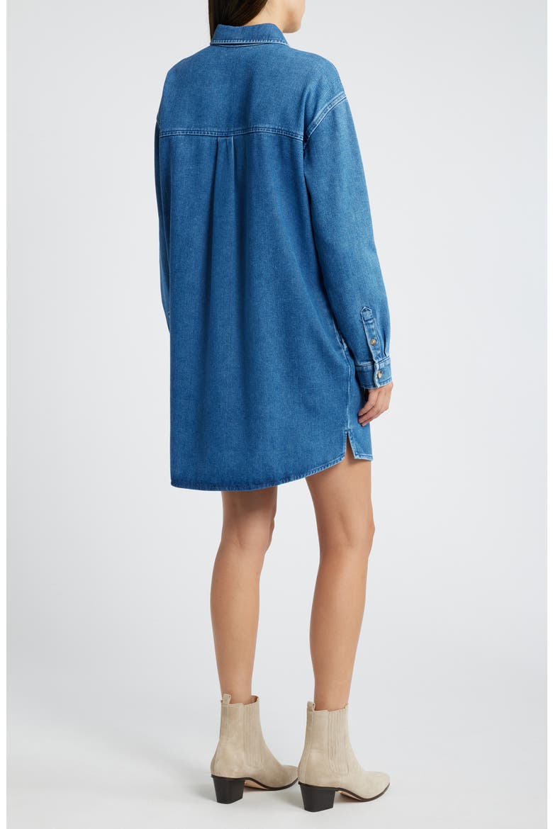 Long Sleeve Denim Shirtdress, Alternate, color, MEDIUM WASH