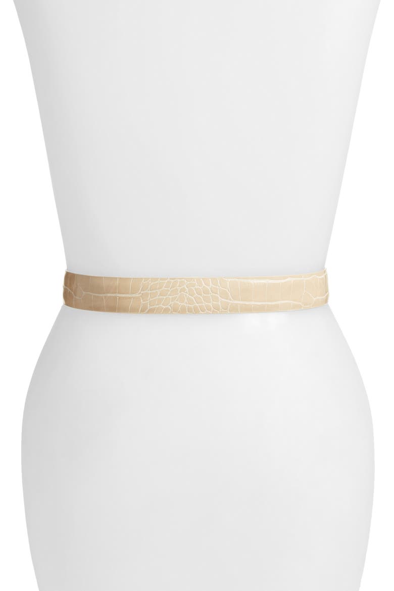Croc Embossed Faux Leather Belt (Nordstrom Exclusive), Alternate, color, BEIGE ANGORA