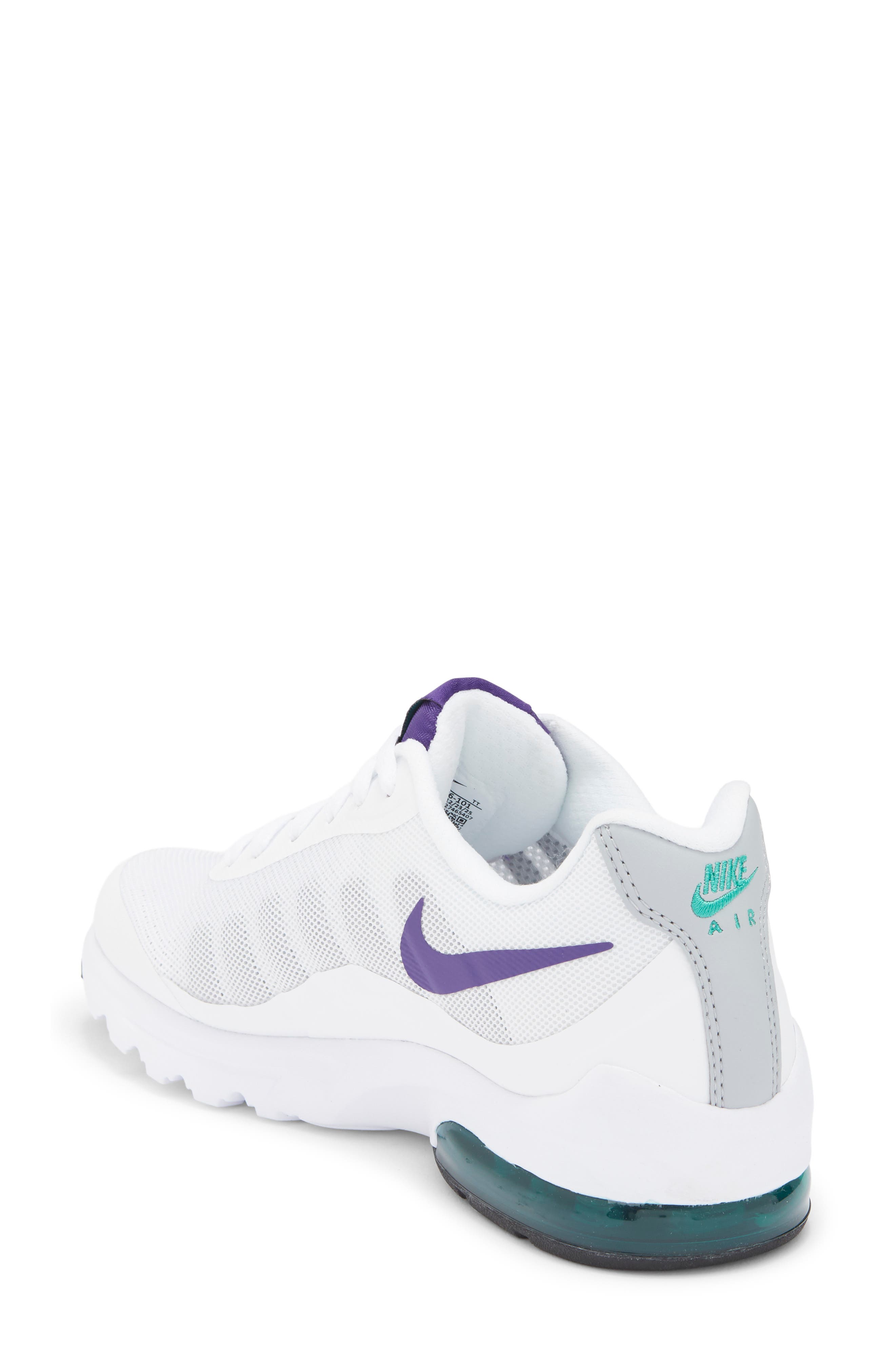 Air Max Invigor Sneaker, Alternate, color, WHITE/ PURPLE/ WOLF GREY