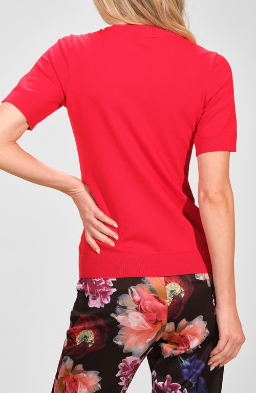 Isaac Mizrahi New York Mock Neck Short Sleeve Sweater In Red
