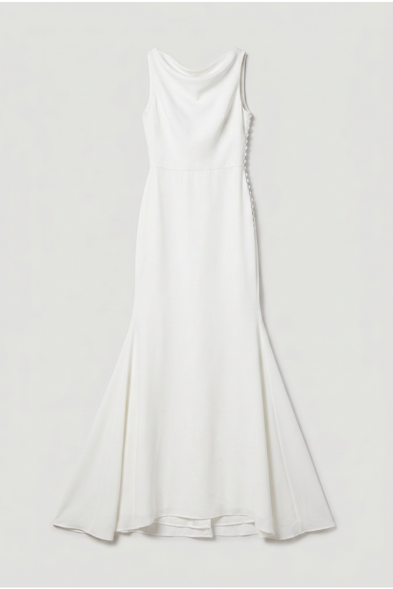 Chiffon Cowl Neck Maxi Dress, Alternate, color, Ivory