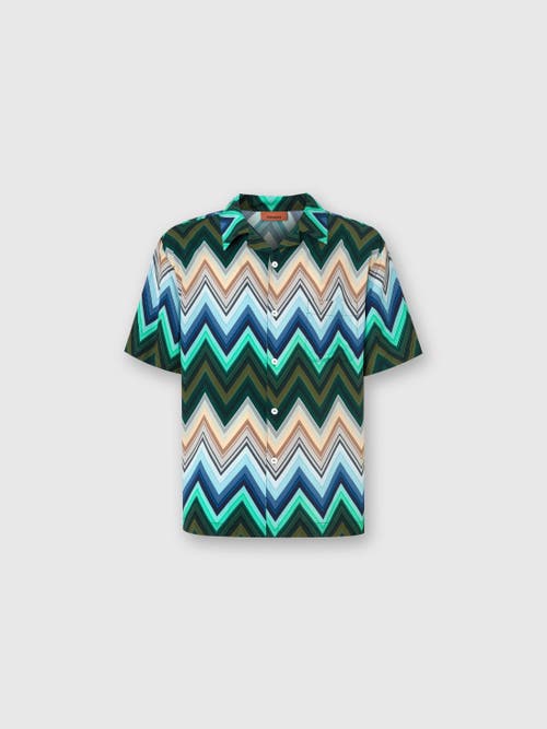 Missoni Viscose Bowling Shirt With Macro Zigzag And Breast Pocket In Multi