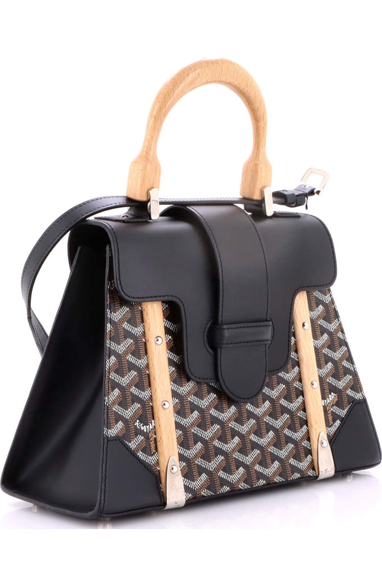 Pre-Owned Goyard Saigon Top Handle Bag Coated Canvas with Leather PM, Alternate, color, Black