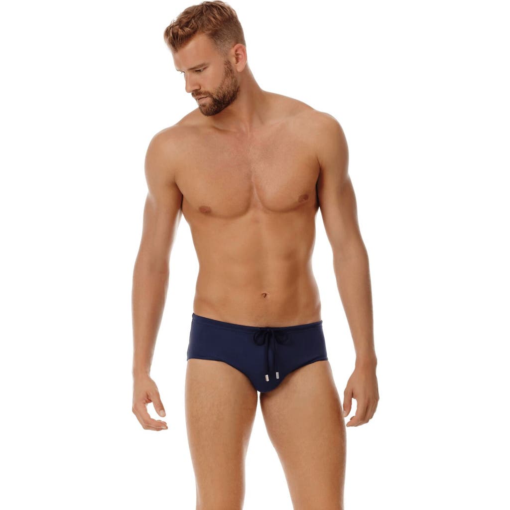 Vilebrequin Solid Fitted Swim Brief In Bleu Marine