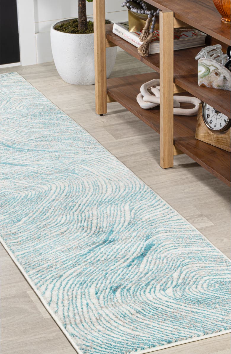 JONATHAN Y Arlo Woodgrain Geometric Area Rug, Alternate, color, Ivory/Blue