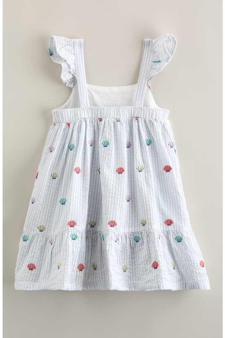 Kids' Pretty Ruffle Seersucker Dress, Alternate, color, BLUE HALOGEN SEASHELL STRIPE