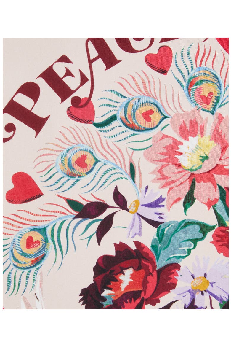 Peace Love Liberty Silk Square Scarf, Alternate, color, PINK