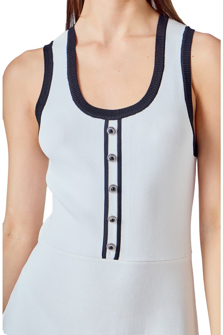 Contrast Trim Sleeveless Knit Dress, Alternate, color, WHITE/BLACK
