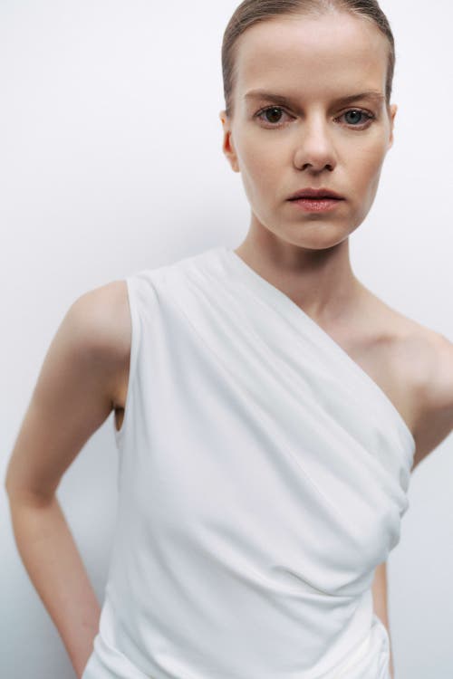 Shop Nocturne Shirred Detailed Blouse In Ivory