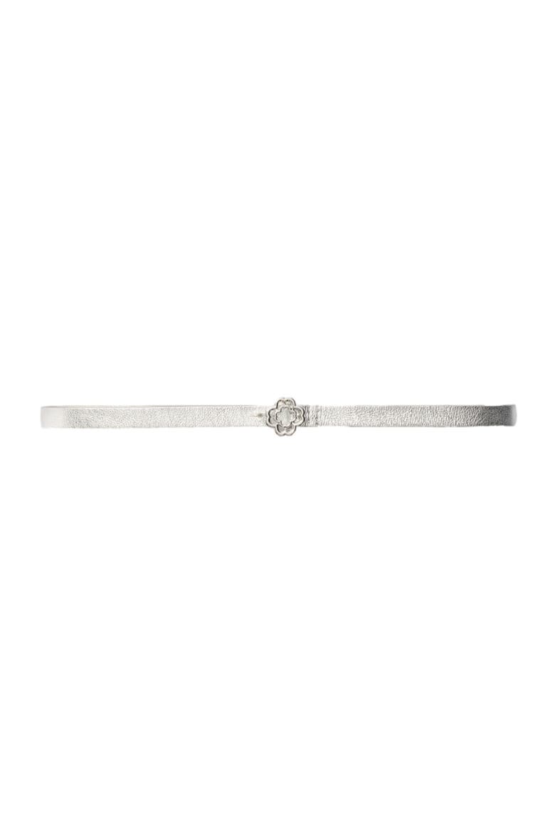 Slim belt with Clover buckle, Main, color, Silver