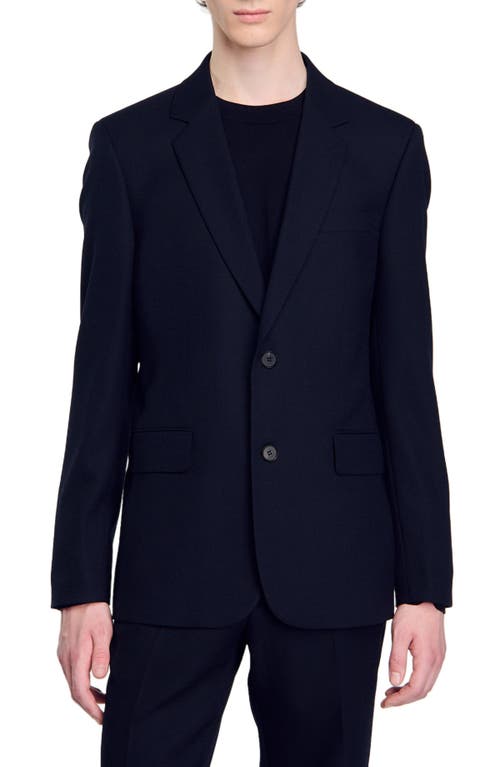 Sandro Wool Suit Jacket In Navy Blue