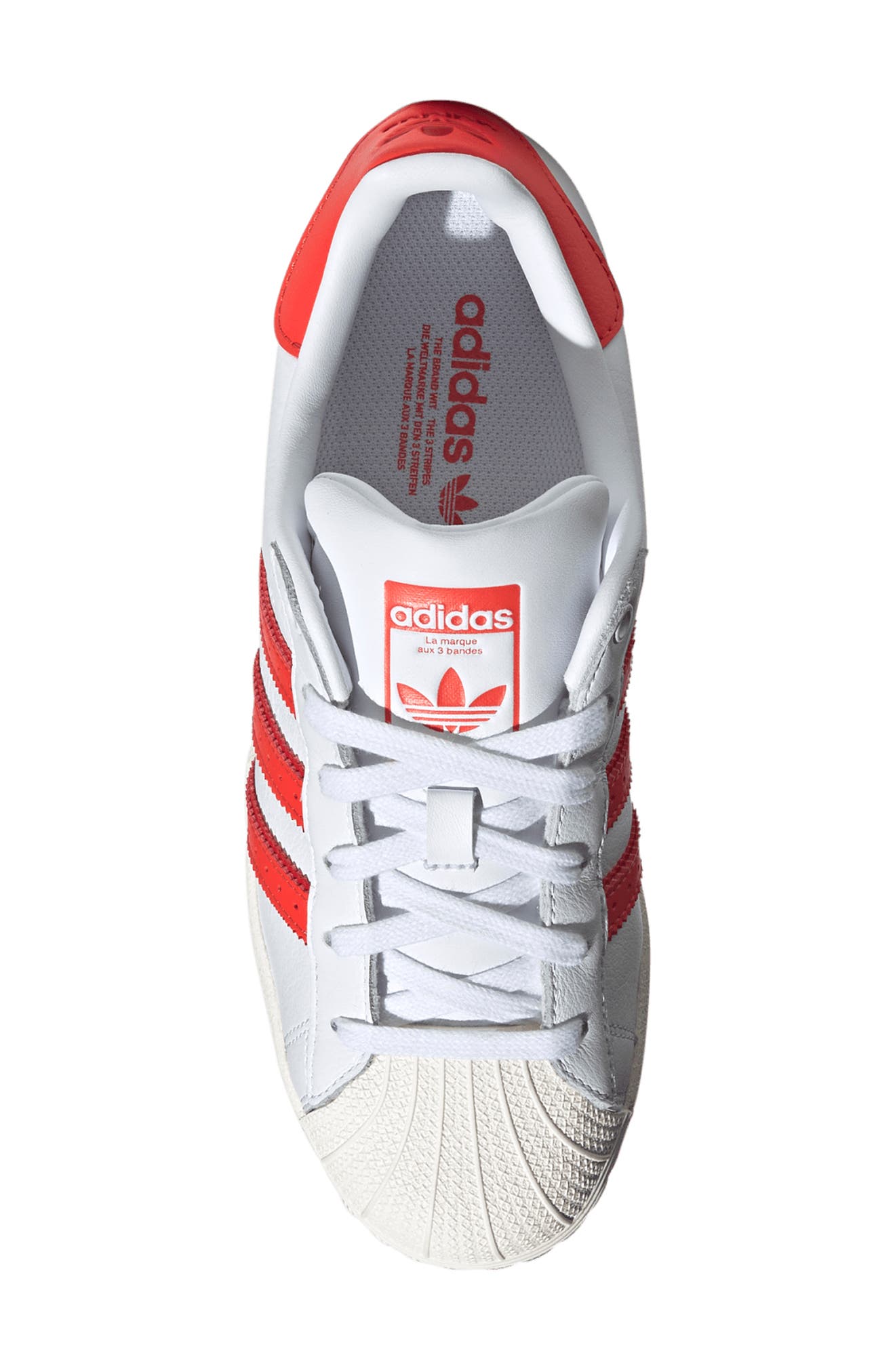 adidas Superstar Sneaker, Alternate, color, White/ Cloud White/ Bright Red