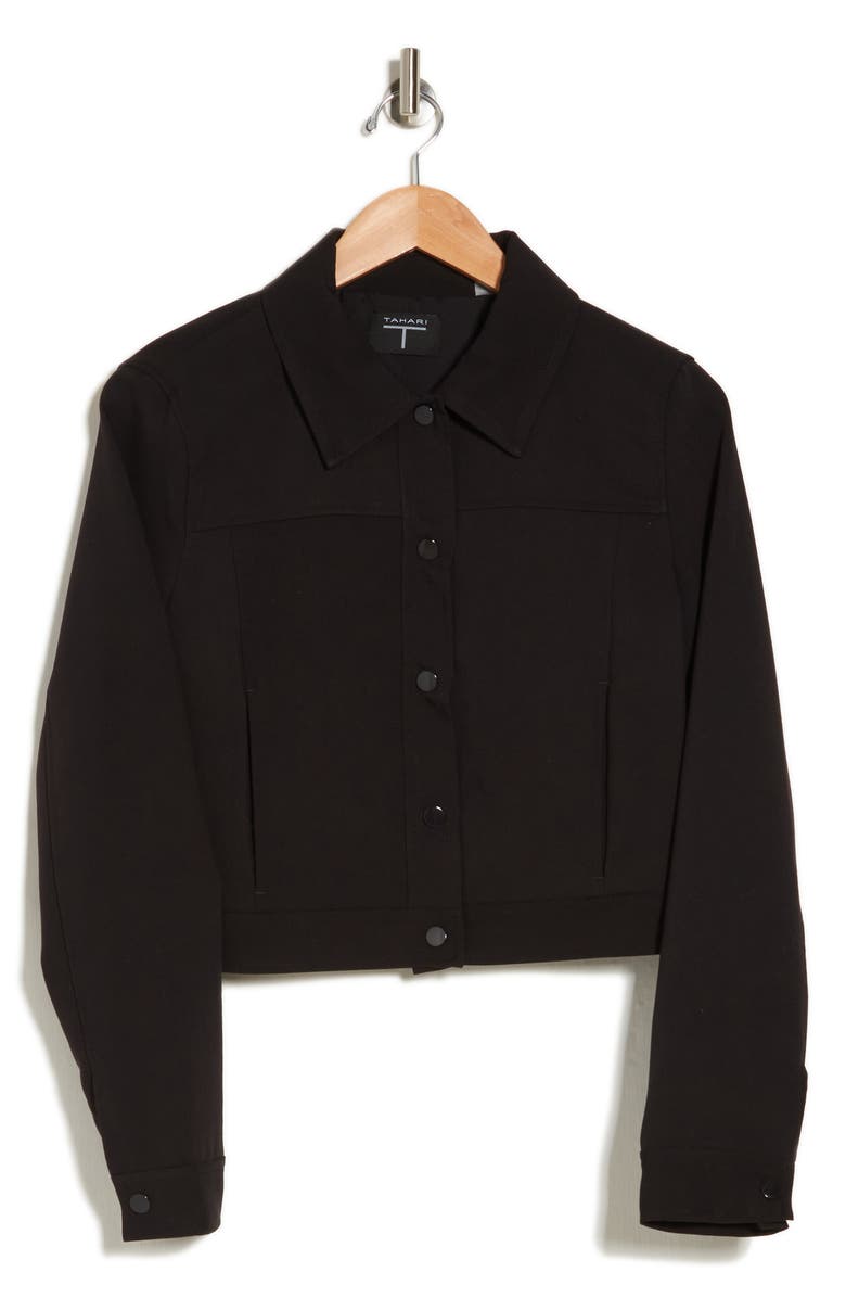 T Tahari Snap Front Crop Jacket, Alternate, color, 