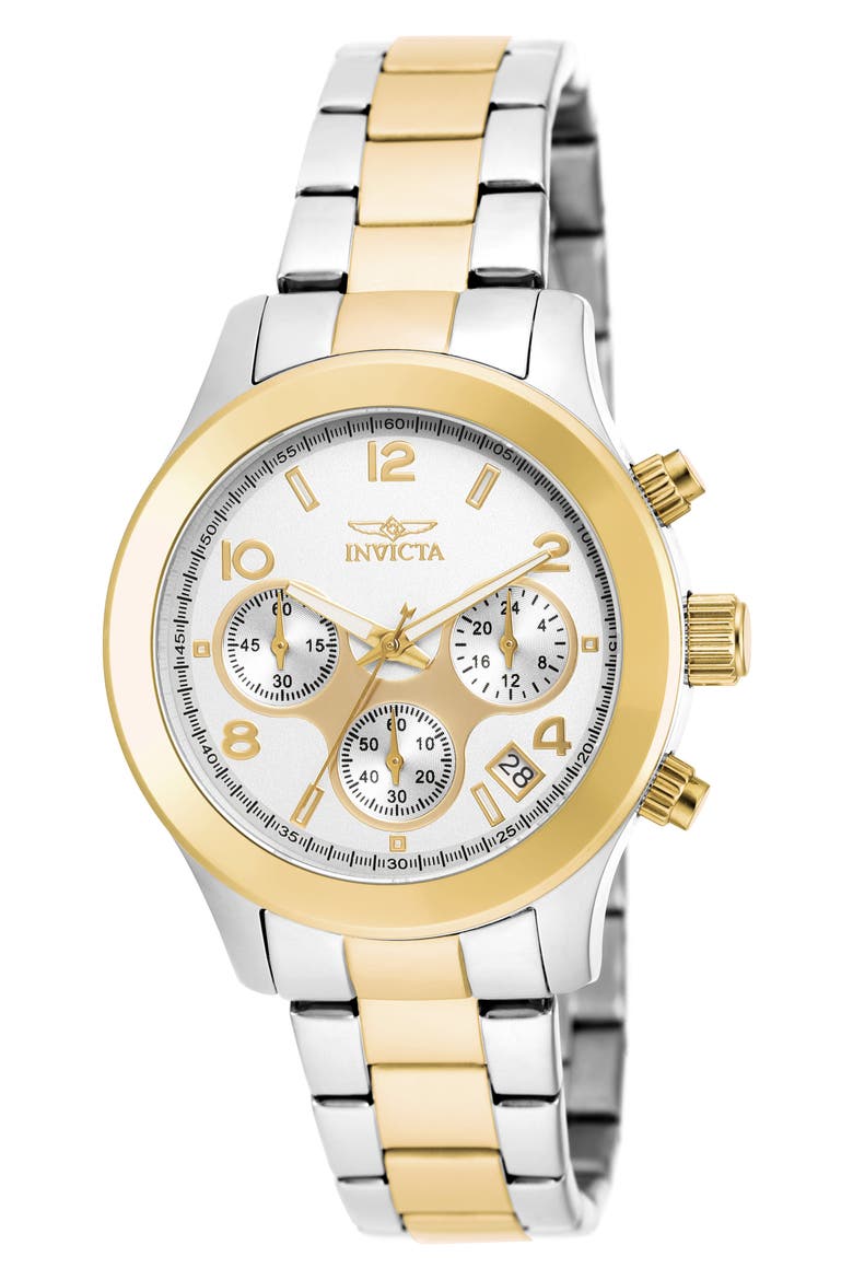 Angel Chronograph Quartz Bracelet Watch, 38mm, Main, color, SILVER GOLD