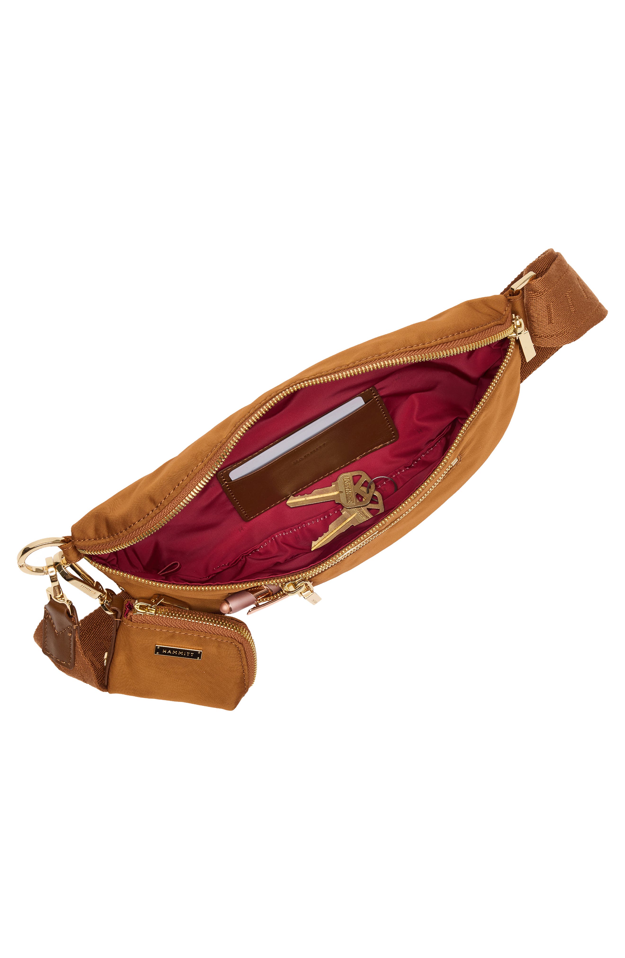 Charles Medium Crossbody Bag, Alternate, color, AMBER NYLON/ GOLD