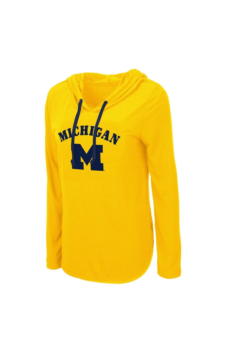 COLOSSEUM Women's Colosseum Maize Michigan Wolverines My Lover Lightweight Hooded Long Sleeve T-Shirt, Alternate, color, Maize