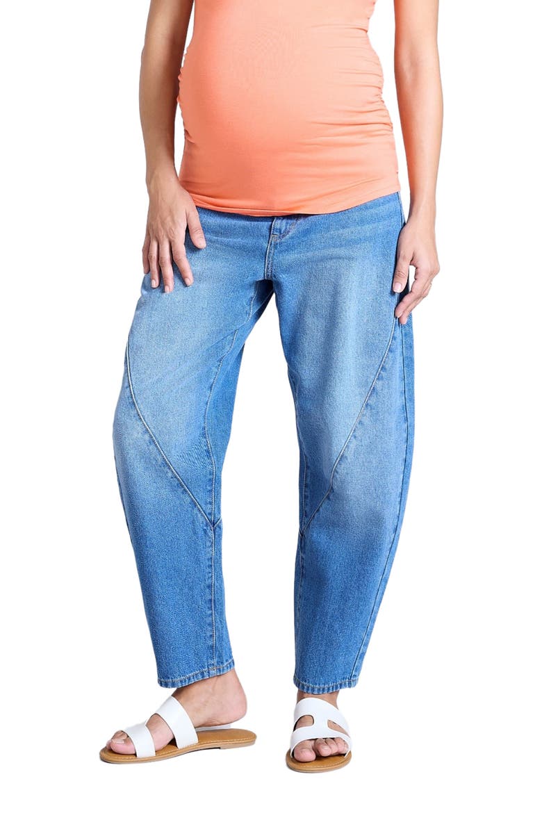 Under the Belly Barrel Leg Maternity Jeans, Alternate, color, Medium Wash