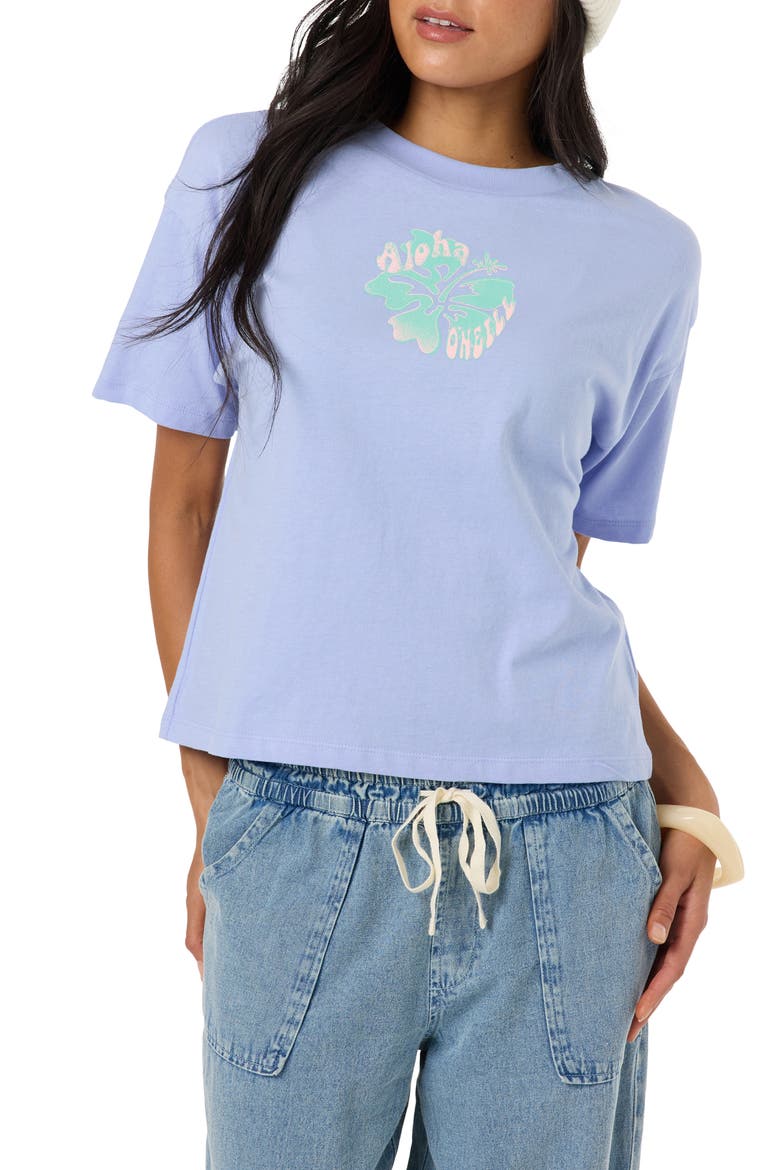 Aloha Hibiscus Hawaii Graphic T-Shirt, Main, color, BLUE JELLY