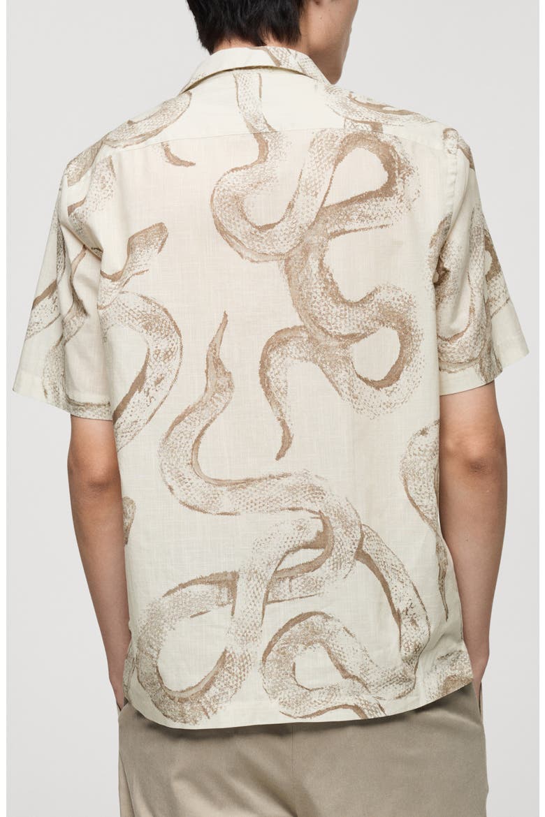 Snake Print Cotton Camp Shirt, Alternate, color, WHITE
