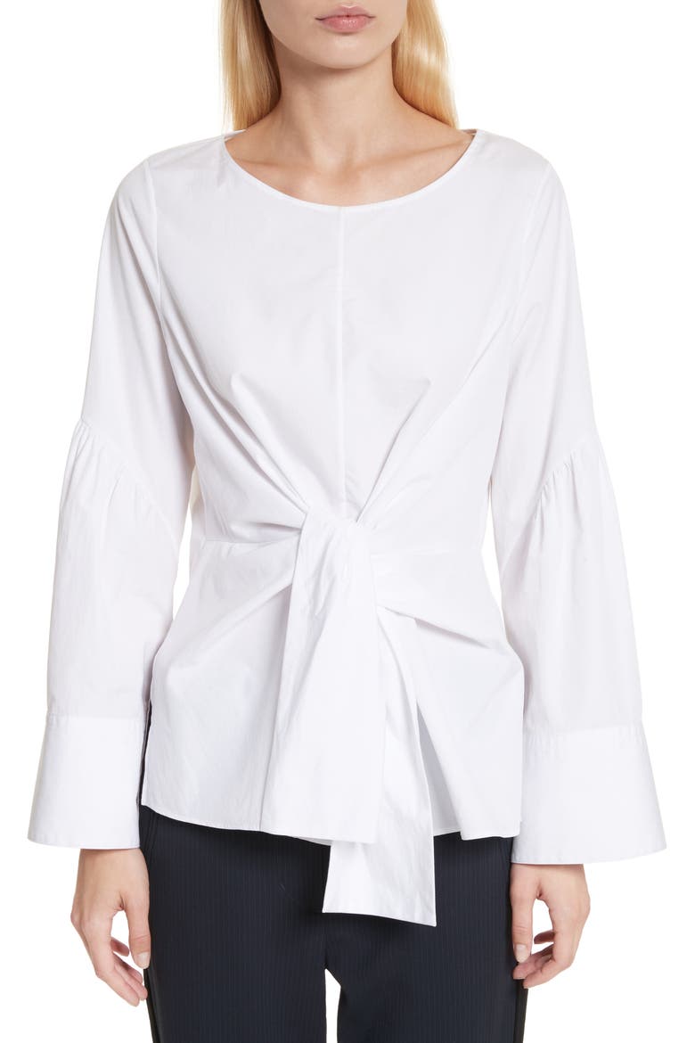 Tie Front Shirt, Main, color, WHITE