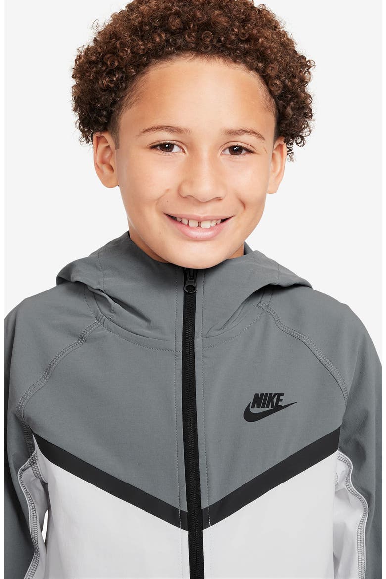 Tech Hooded Performance Zip Jacket, Alternate, color, WHITE/ SMOKE GREY/ BLACK