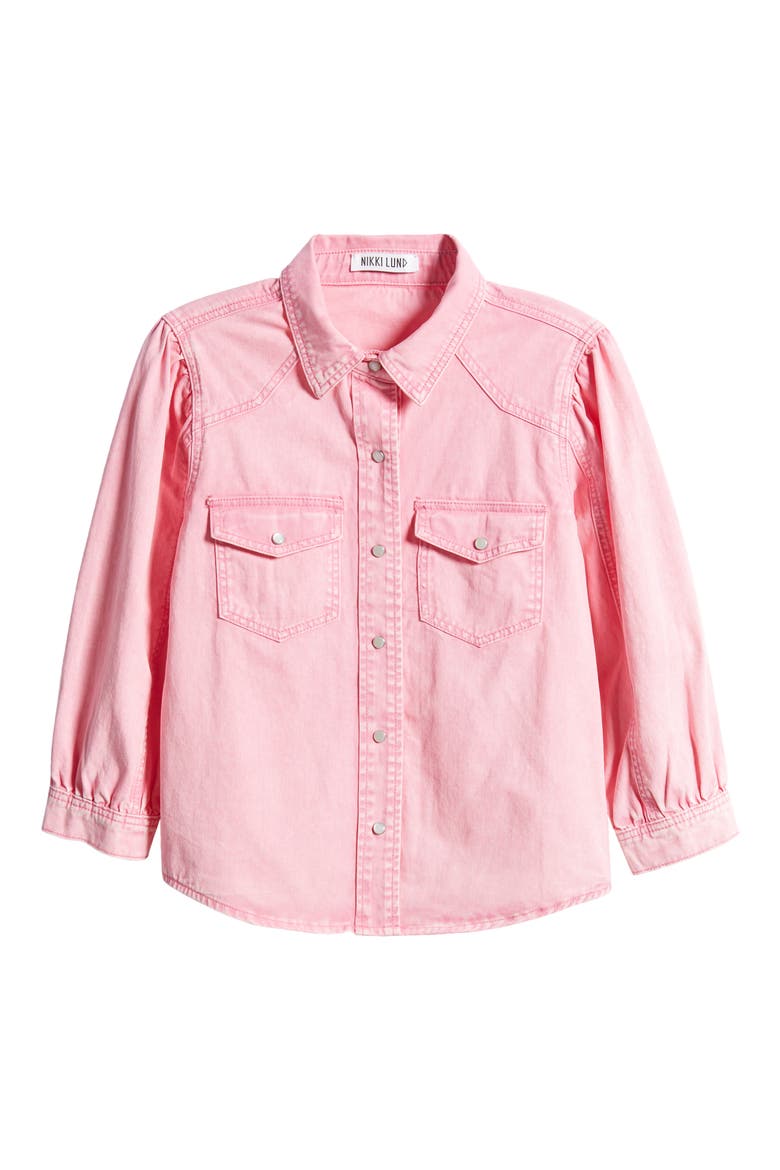 Bessie Denim Shirt Jacket, Alternate, color, PINK