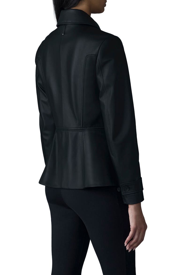Barbara Leather Peplum Jacket, Alternate, color, BLACK