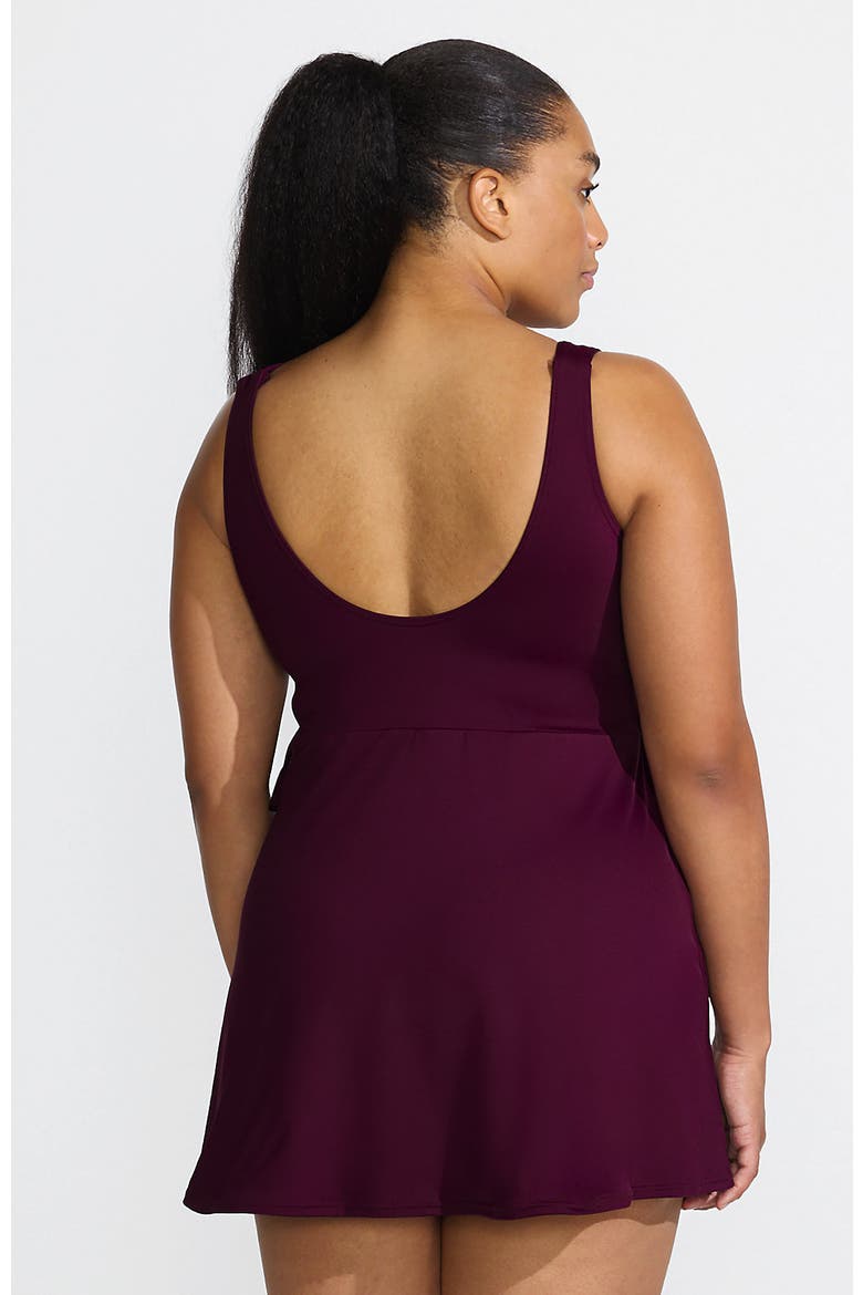 Side Tie Mini Swim Dress Swimsuit, Alternate, color, Dark Wine