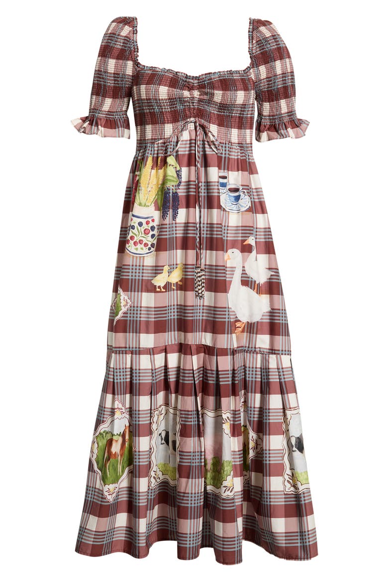 Country Trable Tartan Plaid Midi Dress, Alternate, color, BROWN