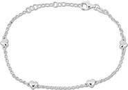 DELMAR Sterling Silver Heart Charm Station Bracelet