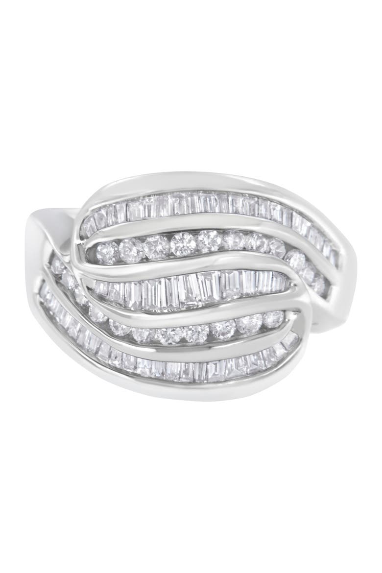 14KT White Gold 1.0 cttw Diamond Bypass Band Ring, Main, color, White