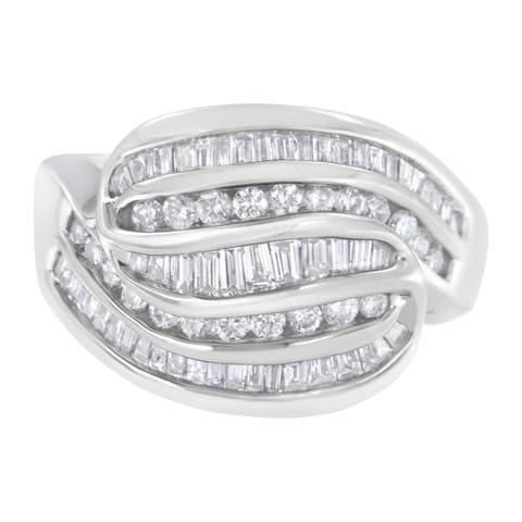 14KT White Gold 1.0 cttw Diamond Bypass Band Ring