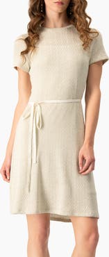 IVONNE Women's Short Sleeve Textured Knit A-Line Dress