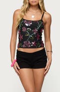 EDIKTED Sequin Beaded Floral Camisole