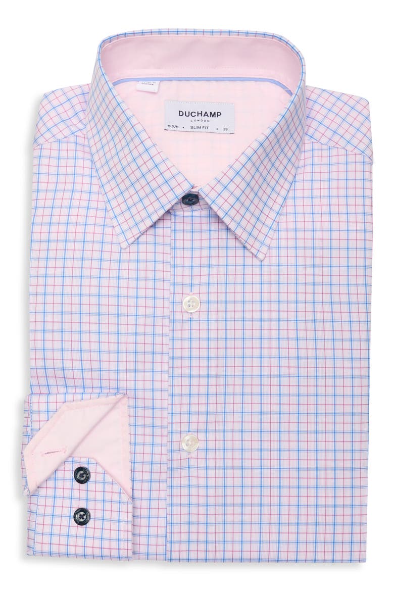 Check Print Slim Fit Dress Shirt, Alternate, color, PINK
