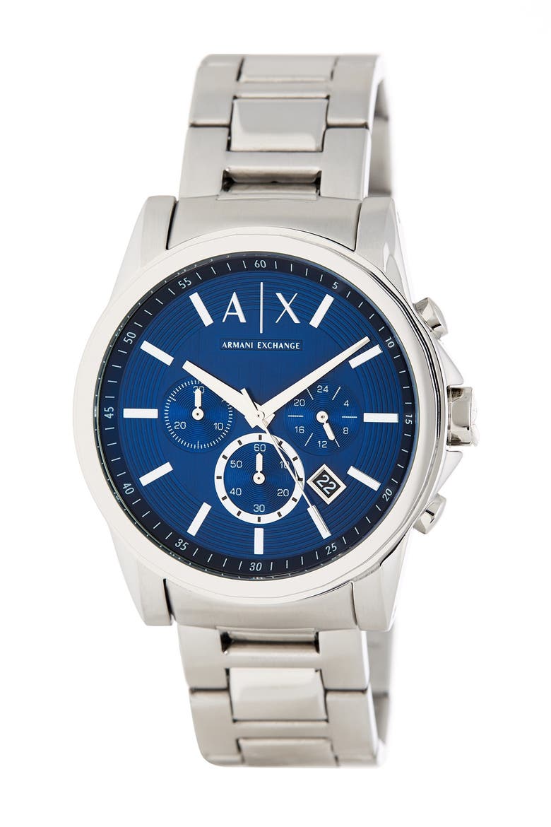 Men's Outerbanks Chronograph Bracelet Watch, 45mm, Main, color, SILVER
