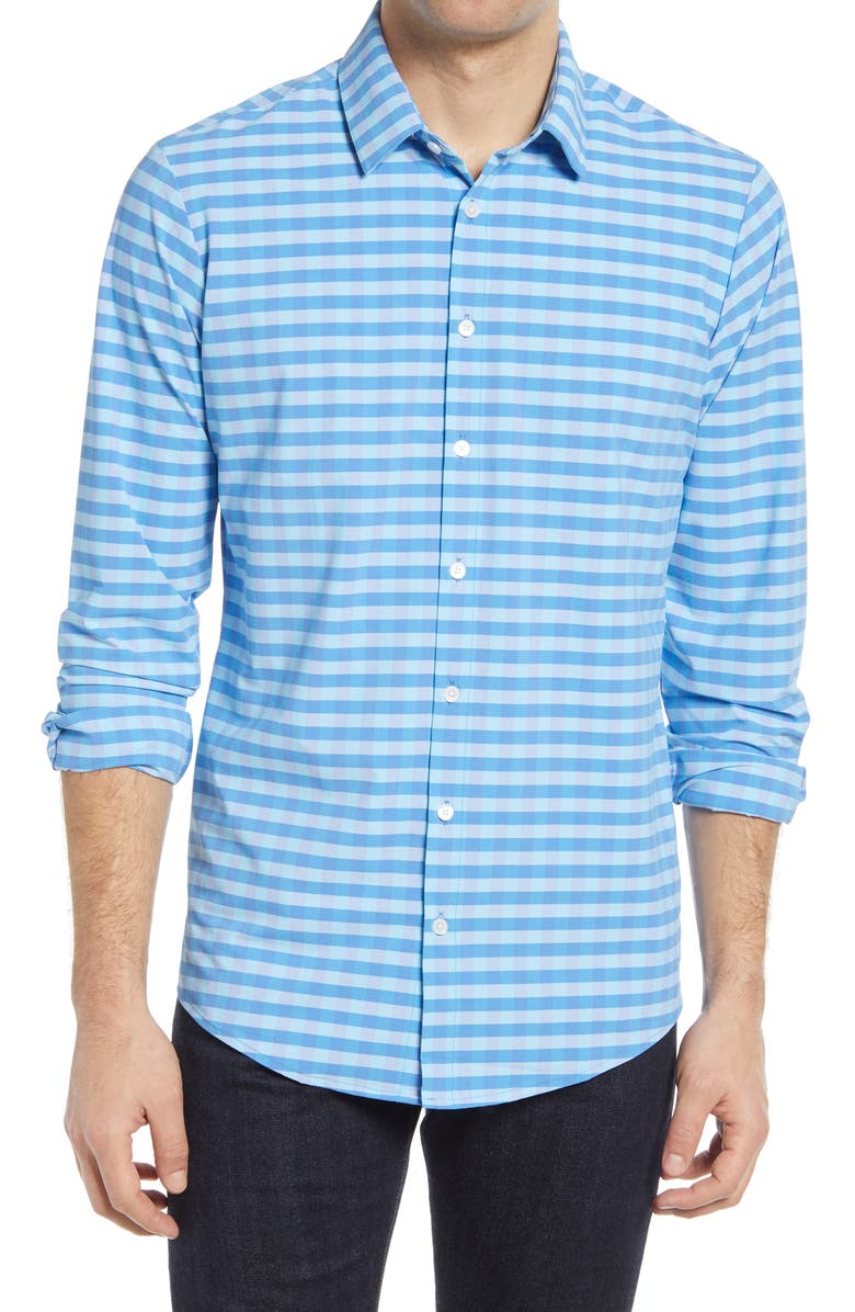 Mizzen+Main Leeward Check Button-Up Performance Shirt, Main, color,