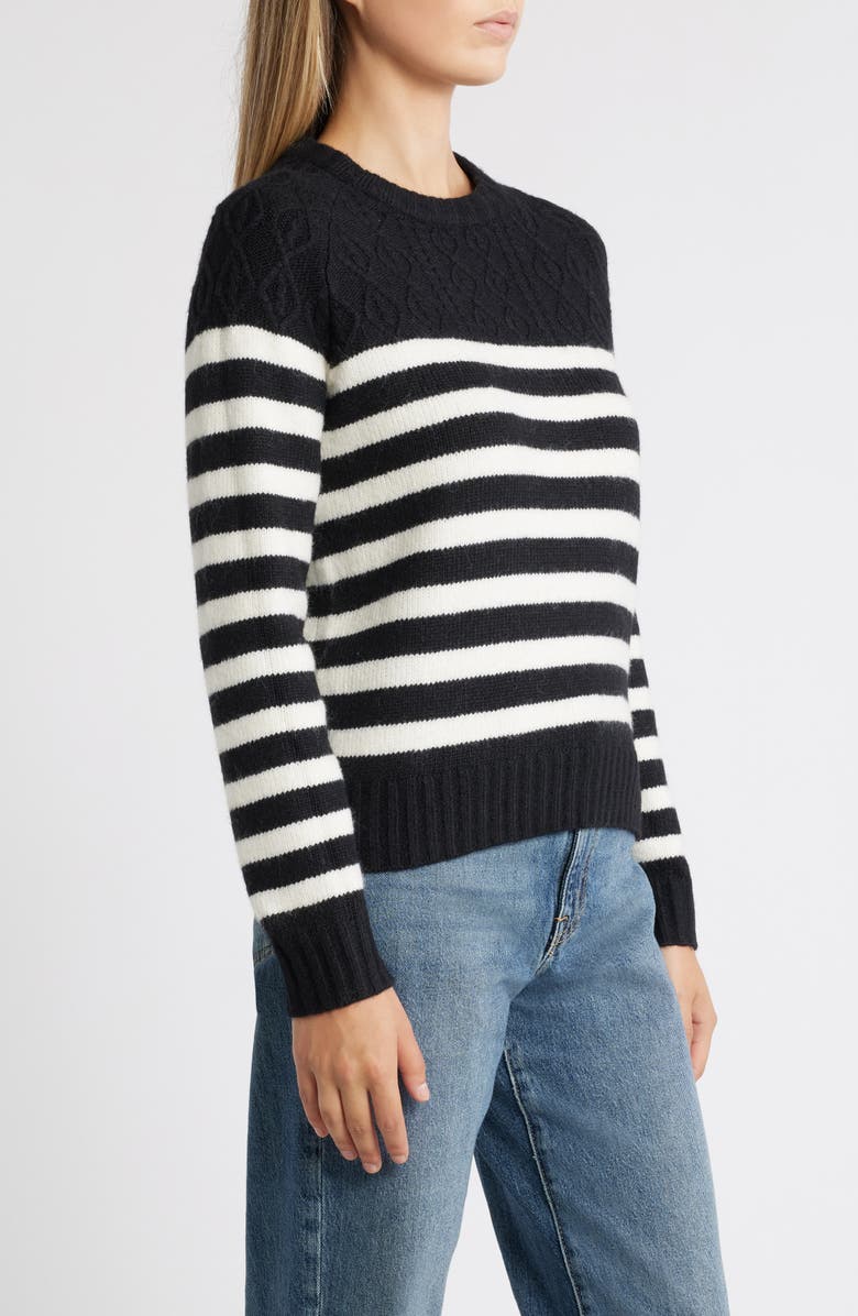 Caslon<sup>®</sup> Stripe Crewneck Sweater, Alternate, color,