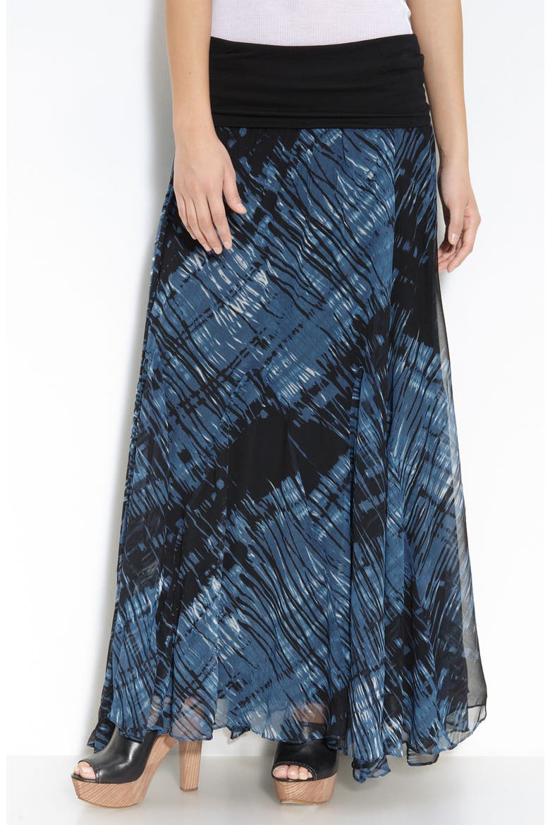 Print Maxi Skirt, Main, color, INDIGO/ BLACK
