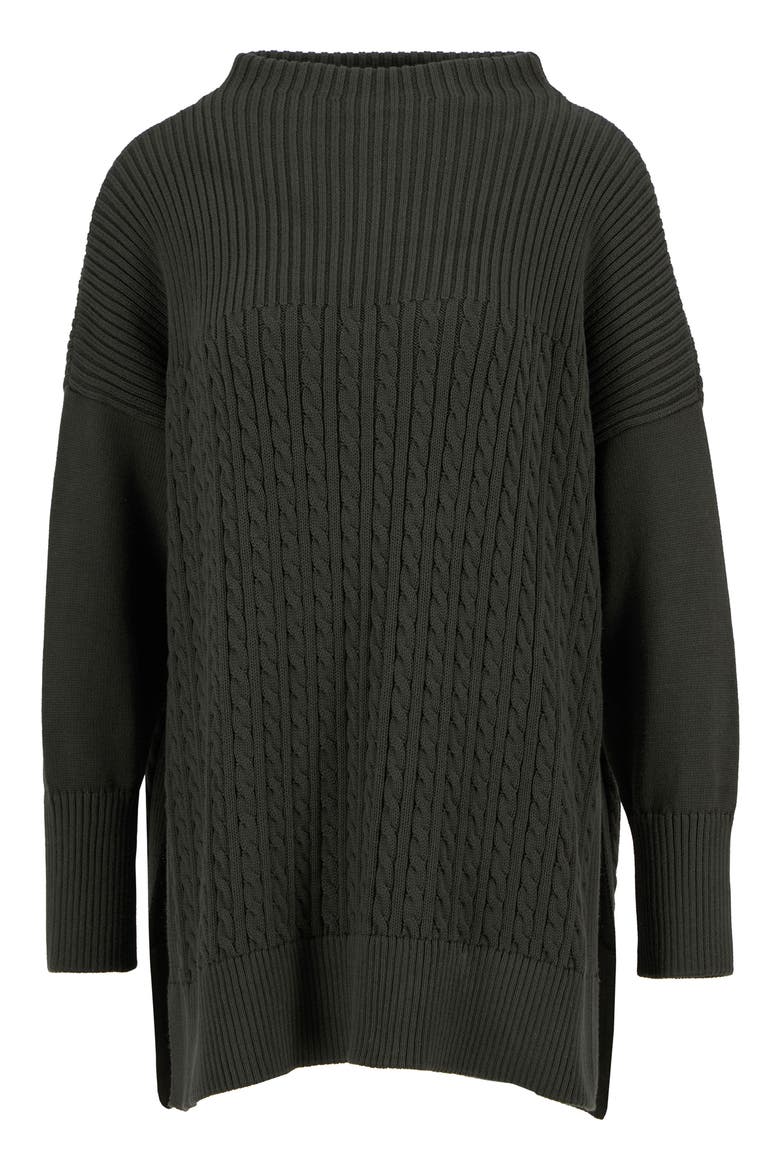 Guernsey Mix Stitch Cotton Cape Sweater, Alternate, color, OLIVE