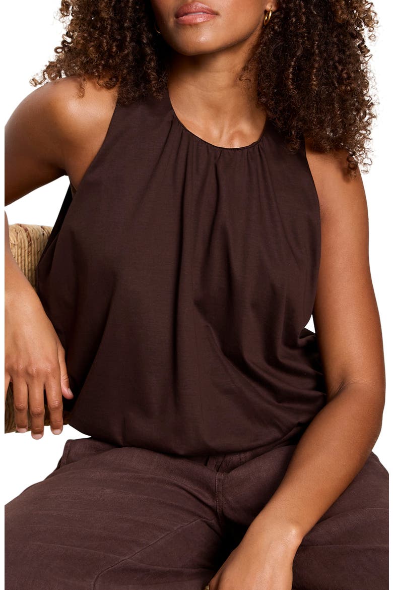 Retreat Bubble Tank Top, Alternate, color, RICH SOIL BROWN