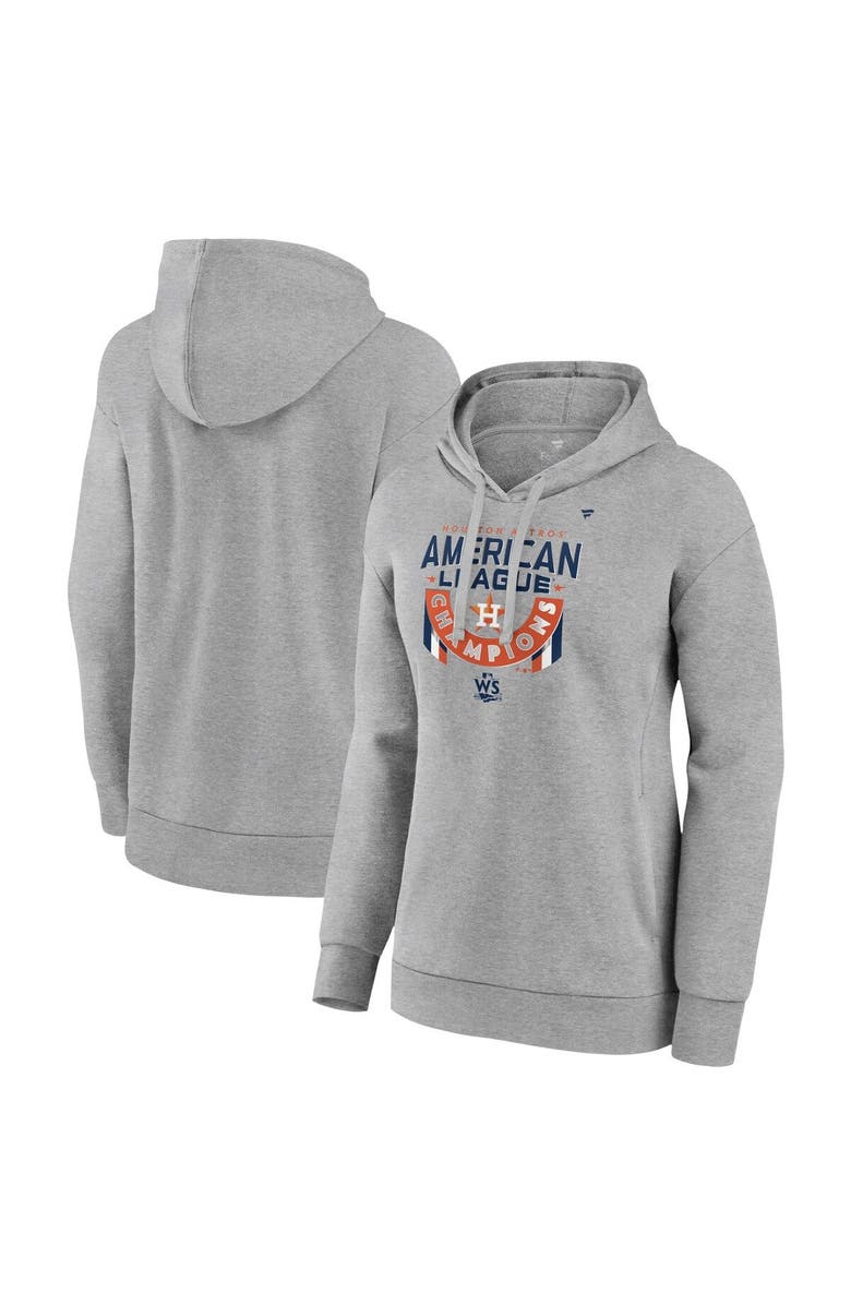 FANATICS Women's Fanatics Branded Heather Gray Houston Astros 2022 American League Champions Locker Room Plus Size Pullover Hoodie, Main, color, 