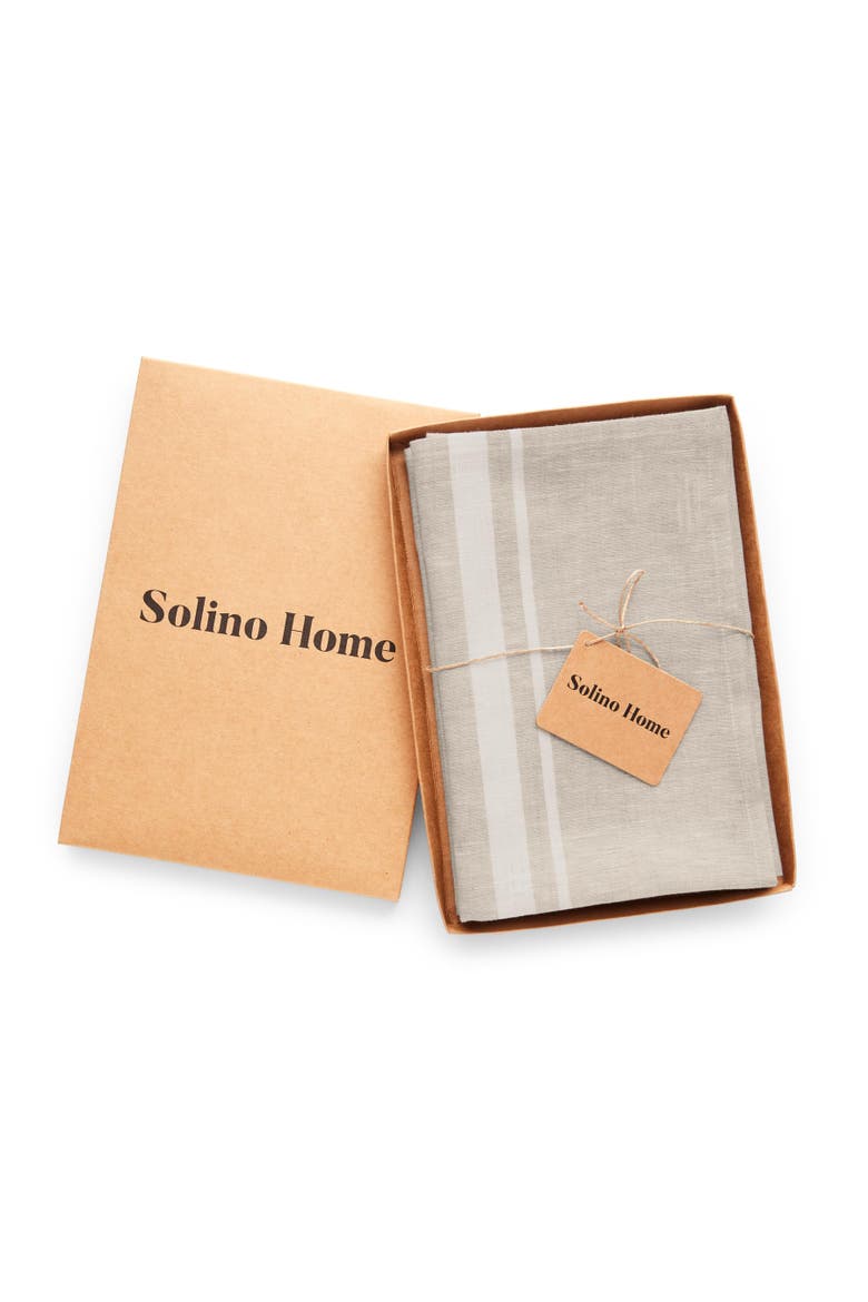 Linen Dinner Napkins Set of 4, 20 x 20" - French Stripe, Alternate, color, White and Natural