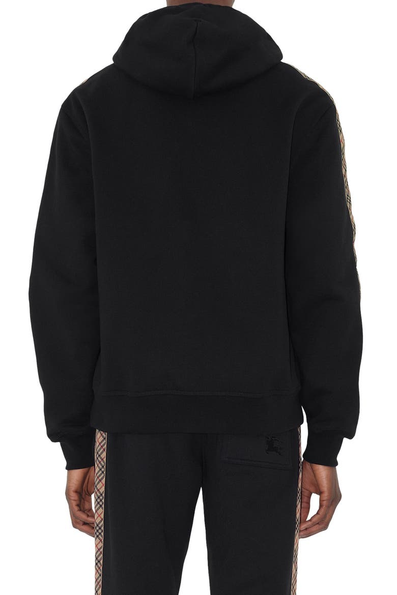 EKD Embroidered Check Trim French Terry Full Zip Hoodie, Alternate, color, BLACK