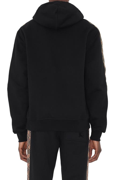 Burberry Ekd Embroidered Check Trim French Terry Full Zip Hoodie In Black